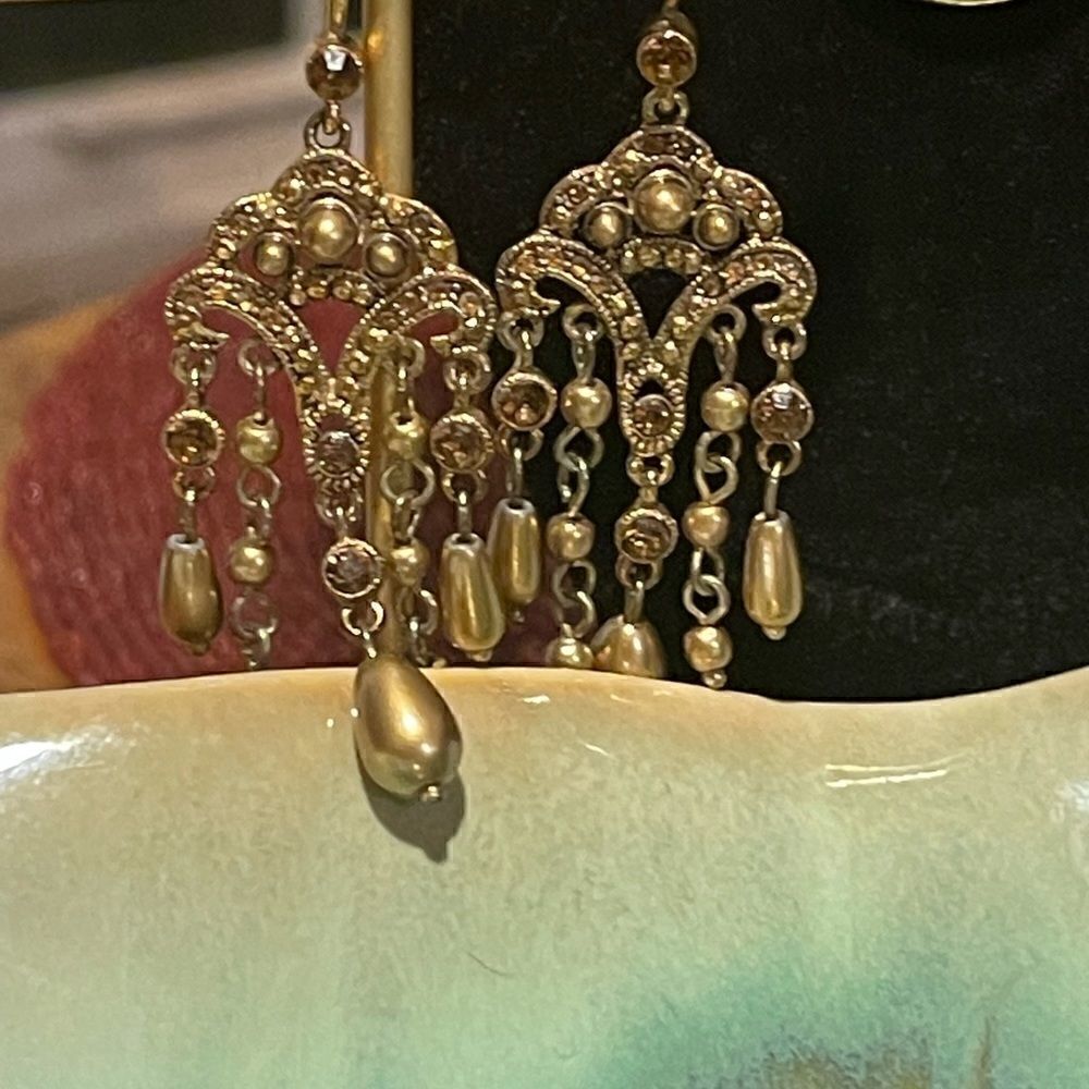 Gold Tone & Black Brown Statement Necklace Set - Picture 2 of 4